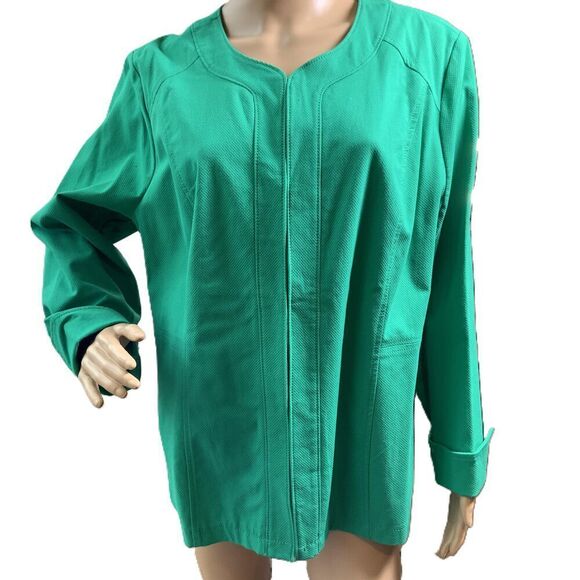 NWT Chico's Green Open Front Long Sleeves Jacket Size 3  Casual Preppy Academia - Picture 1 of 16
